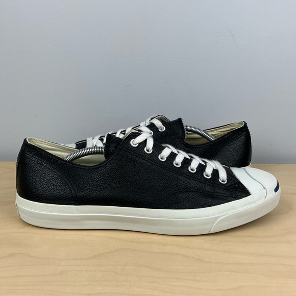 Converse Jack Purcell Men’s Size 13.0 Black & White Leather Low Top Shoes - Picture 2 of 10